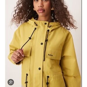 Barbour Waterproof Breathable Hooded Rain Jacket Mustard Yellow Small New In Pkg
